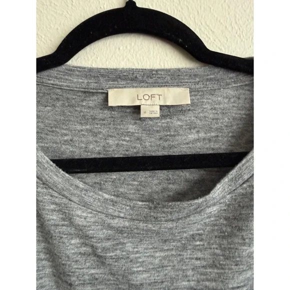 Loft Gray Heathered Mixed Media Tie Cuff Long Sleeve Top Womens Size Medium - Picture 3 of 3